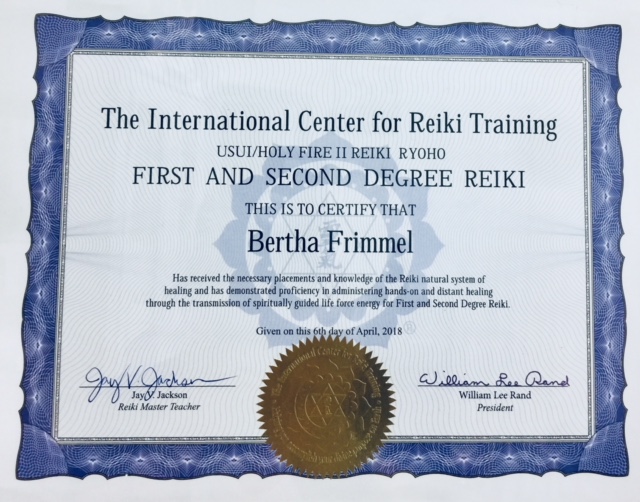 first and second degree reiki